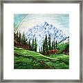 Rainbow Over The Snow Covered Mountain Framed Print