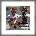 Randy Johnson And Miguel Montero Framed Print