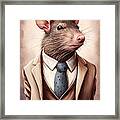 Rat In Suit Watercolor Hipster Animal Retro Costume Framed Print