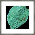 Raw, No Polished Malachite From Congo  Isolated On A Black  Back Framed Print