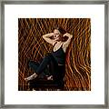 Reagan On Bench With Gold String Background Framed Print