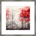 Red And Gray Mid Century Art Framed Print