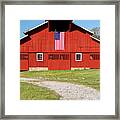 Red Barn With American Flag - Tennessee Iii Framed Print