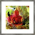 Red Buddha With Birds Framed Print