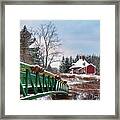 Red House At The Bridge #5236 Framed Print