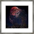 Red Moon Glow Over Unisphere Queens Ny Night Moods Framed Print