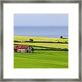 Red Roof Green Fields Framed Print