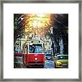 Red Streetcar Vienna Austria Framed Print