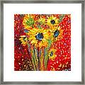 Red Sunflowers Framed Print