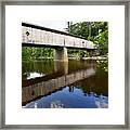 Reflection Of A Covered Bridge Framed Print