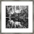 Reflections Of Roark Bluff In The Buffalo River - Black And White Framed Print