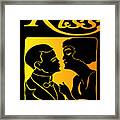 Retro Love Couple Kiss Heart Couple In Love Lovers Beautiful Man And Woman Kissing Love Heart 3/3 Framed Print