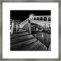 Rialto Bridge At Night Bnw Framed Print