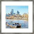 River Thames Cityscape, London, Uk Framed Print