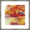 Riverscape In Red Framed Print