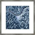 Road Leading Through The Winter Forest Framed Print