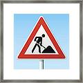Road Works German Warning Sign Framed Print