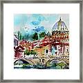 Rome Saint Peter Basilica St Angelo Bridge Framed Print