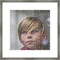 Sad 15 Yr Old Boy Looking Through Window. Framed Print