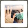 Sad Teenage Girl Staying At Home During Covid-19 Quarantine Framed Print