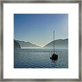 Sailboat On Lake Lugano. Switzerland Framed Print