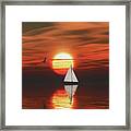 Sailing Boat At Sunset Framed Print