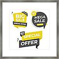 Sale Tag And Banner Icon Set. Special Offer, Big Sale, Discount, Mega Sale And Online Shopping Banner Template Vector Design On White Background. Framed Print
