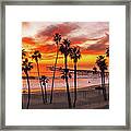 San Clemente Pier Sunset Panoramic, California Coast Framed Print