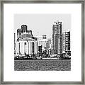 San Diego Cityscape Black And White Photo Framed Print