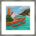Santa In Red Canoe Framed Print