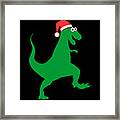 Santasaurus Santa T-rex Dinosaur Christmas Framed Print