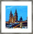 Santiago De Compostela Cathedral Spectacular View By Night And Tiled Roofs La Coruna Galicia Framed Print