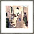 Santorini Emporio Village Steps Framed Print