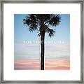 Sc Palmetto Tree At Sunset Framed Print