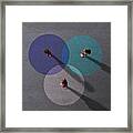 School Children In Uniforms Standing On Painted Venn Diagrams Framed Print