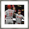 Scooter Gennett And Joey Votto Framed Print
