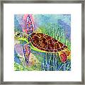Sea Turtle-pastel Colors Framed Print
