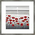 Sea With Red Poppies Framed Print