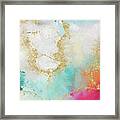 Seafoam Green, Pink And Gold Framed Print