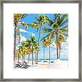 Seafront Beach Promenade With Palm Trees On A Sunny Day In Fort Lauderdale Framed Print