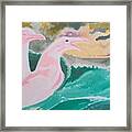 Seagulls With Waves Framed Print