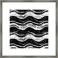 Seamless Painted Retro Sea Wave Black And White Artistic Acrylic Paint Texture Background Tileable Creative Grunge Monochrome Hand Drawn Horizontal Wavy Stripe Wallpaper Motif Surface Pattern Design Framed Print