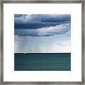 Seascape With A Single Sailing Boat Framed Print