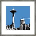 Seattle Skyline Space Needle - Slate Blue Framed Print