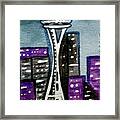 Seattle Space Needle Cityscape Framed Print