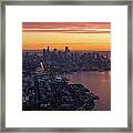 Seattle Sunset Panorama Over Lake Union Framed Print