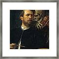 Self Portrait With Death Playing The Fiddle 1872 Framed Print