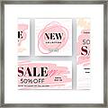 Set Of Abstract Sale Backgrounds Framed Print