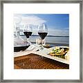 Set Table With Gourmet Appetizer And Two Glasses On Red Wine Framed Print