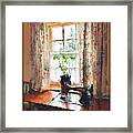 Sewing By The Window Framed Print